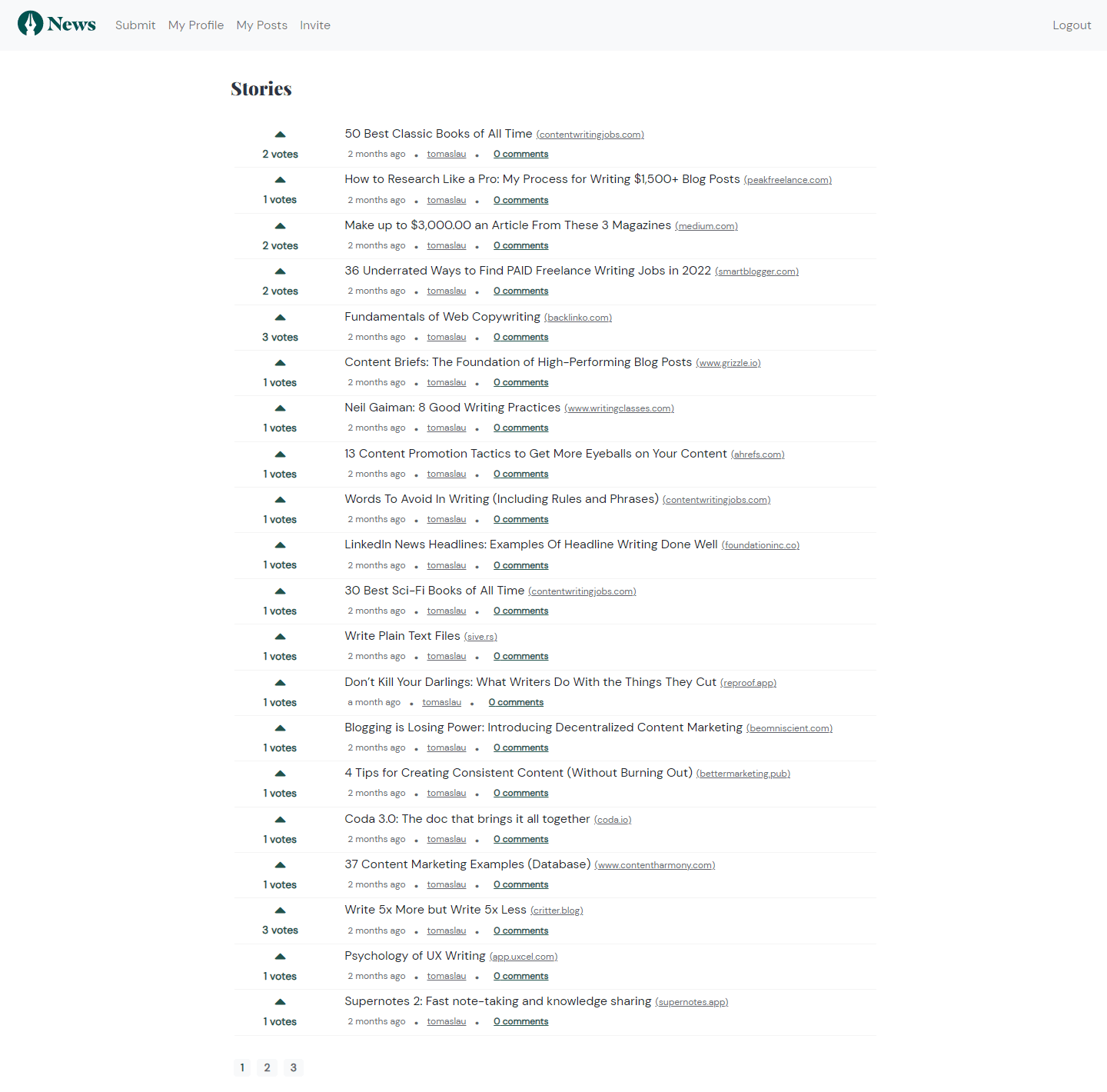Hacker News Clone gallery 1