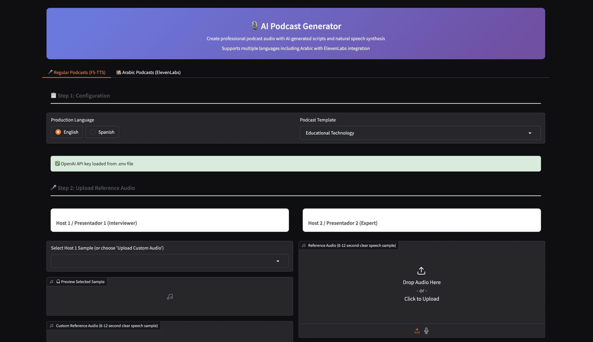AI Podcast Generator - Multi-Language Voice Cloning