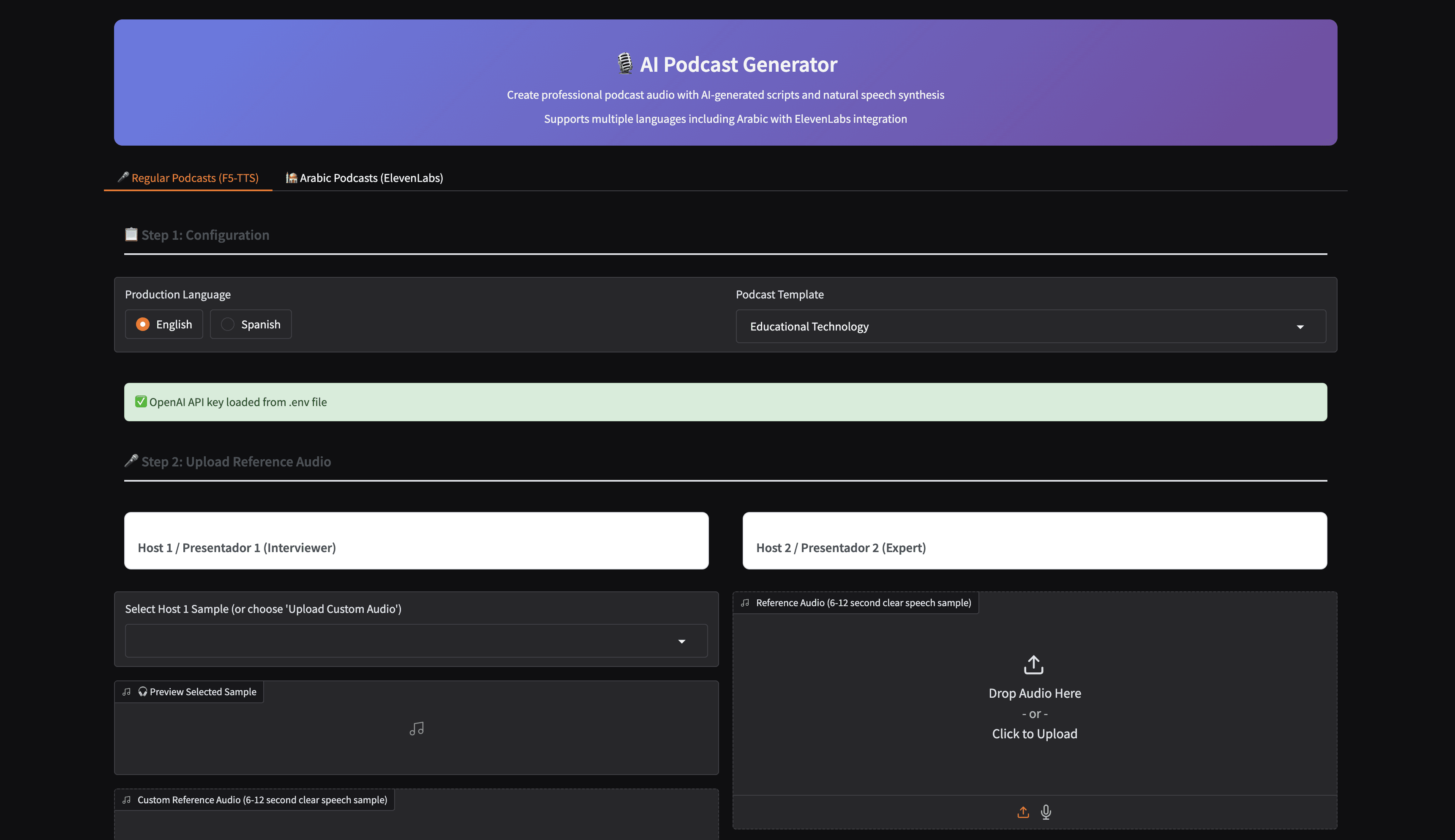 AI Podcast Generator - Multi-Language Voice Cloning